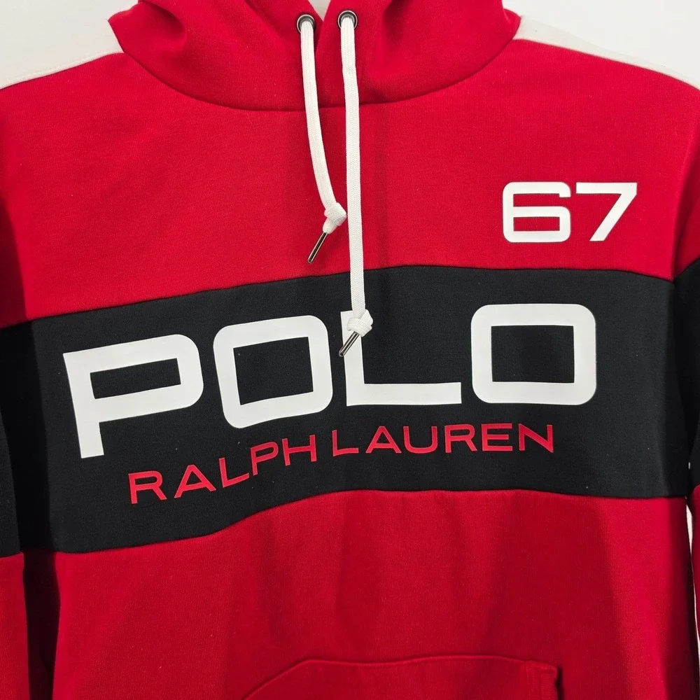 Polo Ralph Lauren Mens Red Racing Colorblock Hoodie World Cup Alpine Size Med